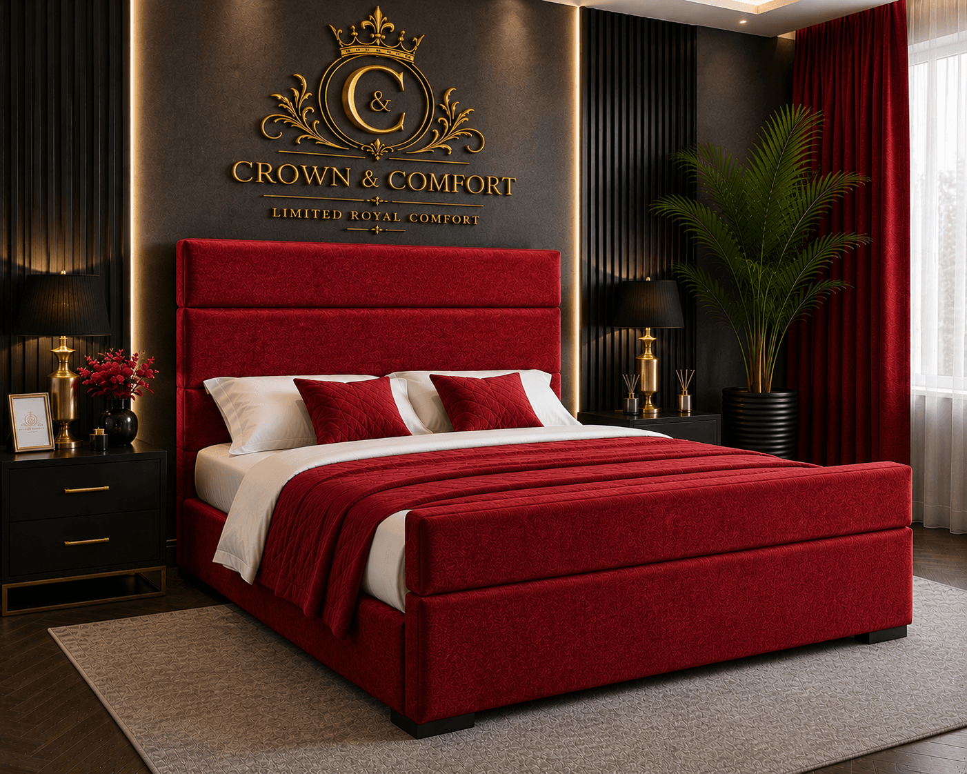 The Crownessa Crimson Palace Bed