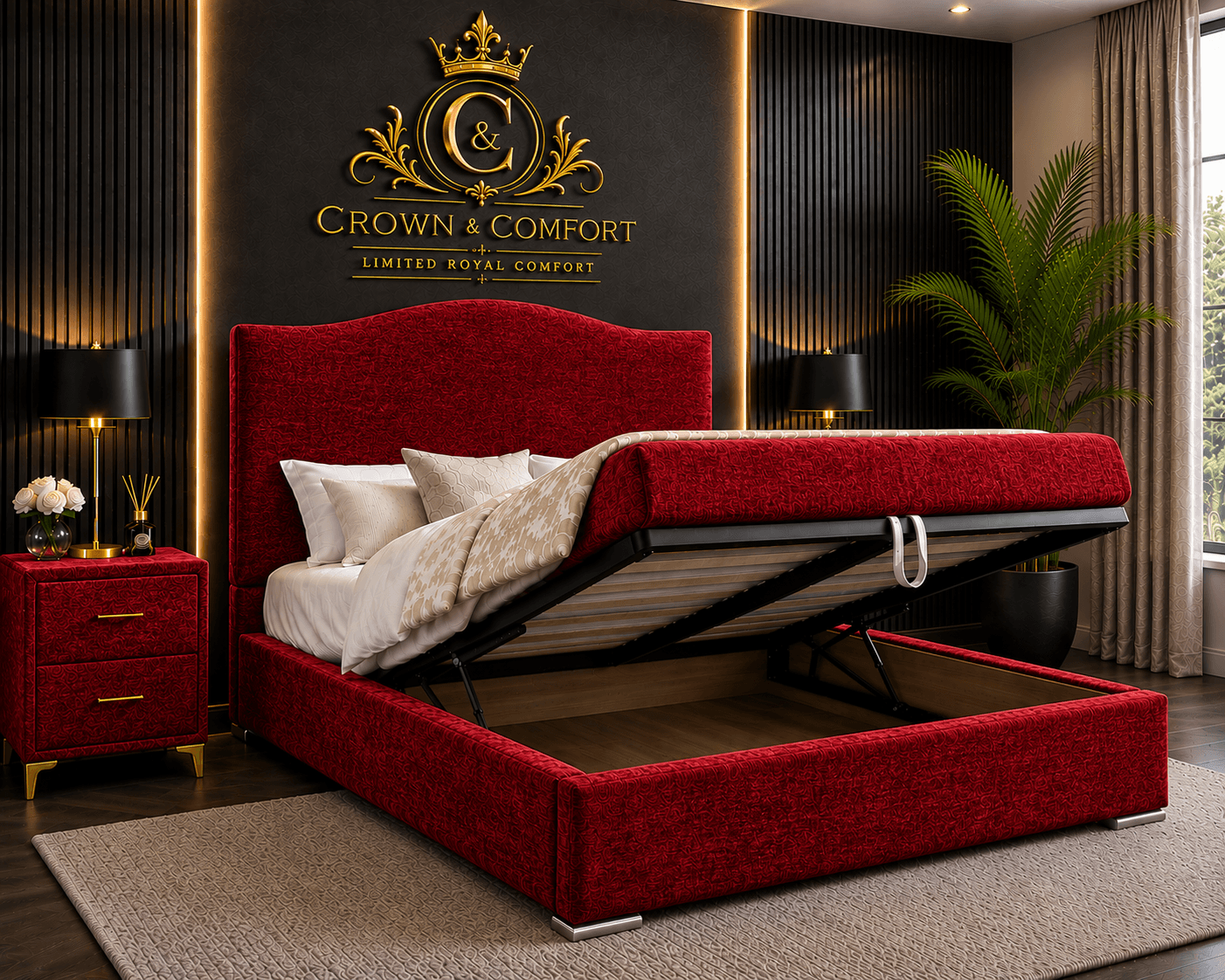 The Crownova Royale Chevron Ottoman Storage Bed