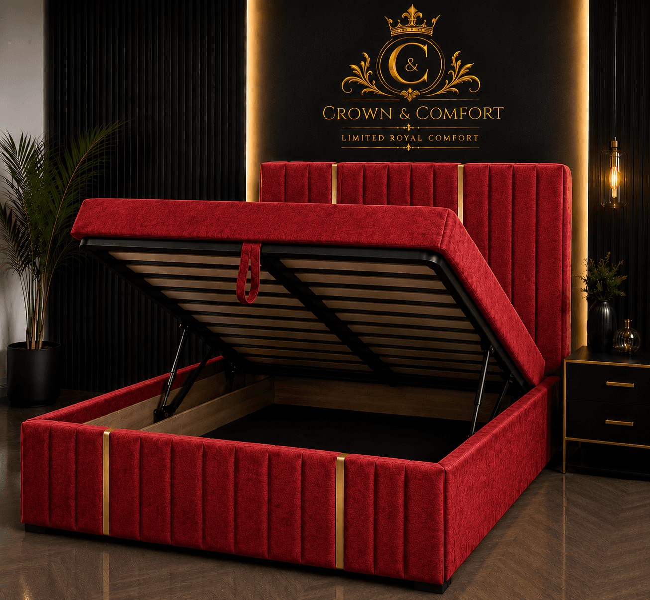 The Crownova Royale Gold Accent Ottoman Bed